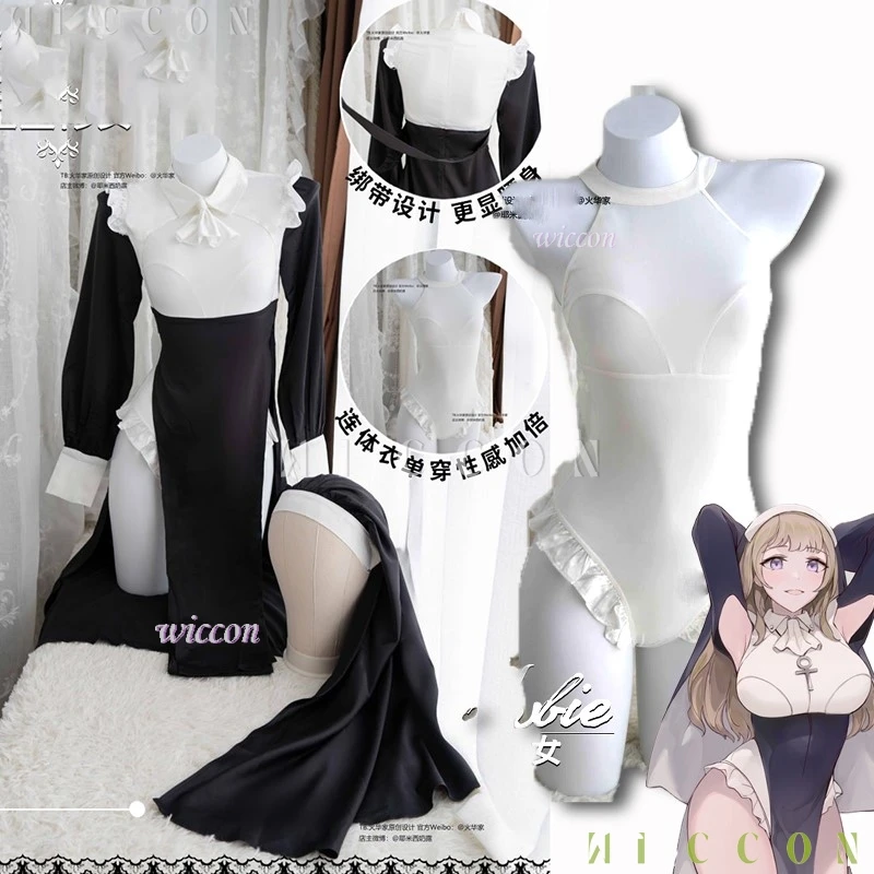 TT inflador el mismo estilo monja hermana Cosplay disfraz peluca mujer Original vestido Sexy fiesta de Halloween traje de juego de rol adulto U disfraz
