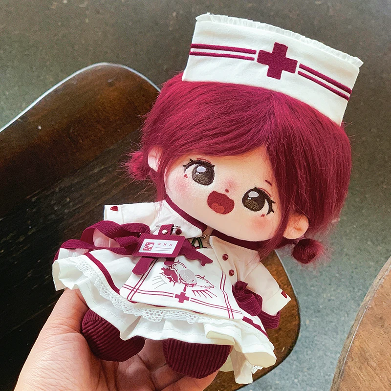 In Stock 20cm Doll Clothes Cute Nurse Uniform Set Hat Love Eye Mask Dress Skirt Clothing Suits Stuffed Plushies Doll Anime Toy