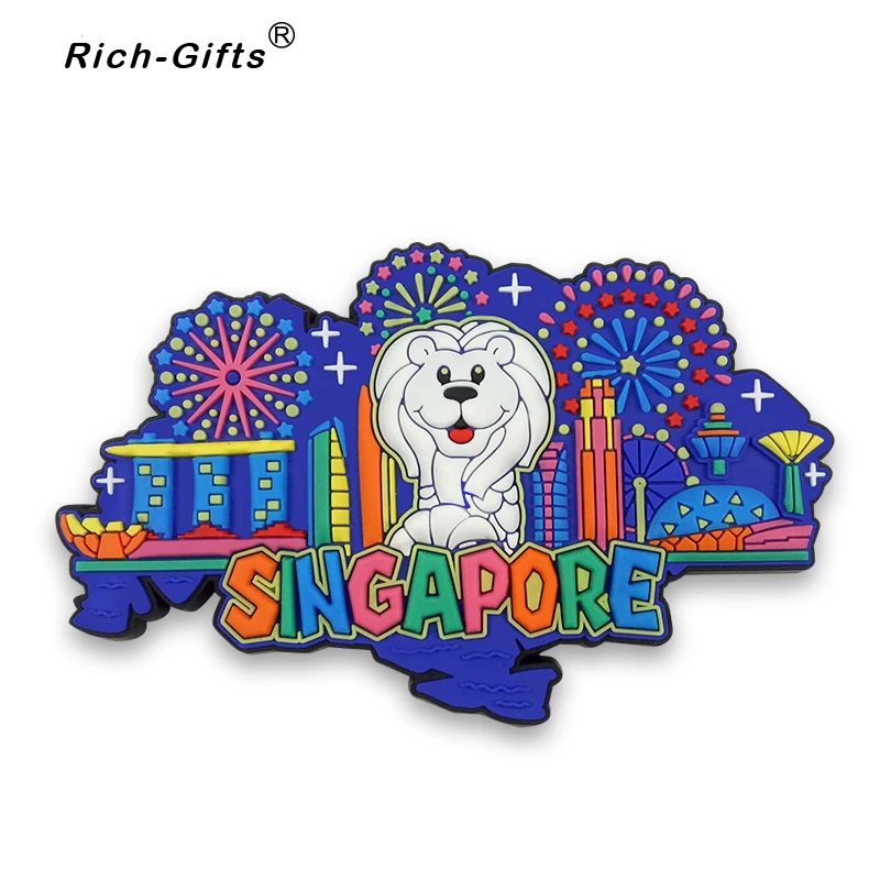 Personalized Wholesale Custom Souvenir Fridge Magnet Silicon For Singapore