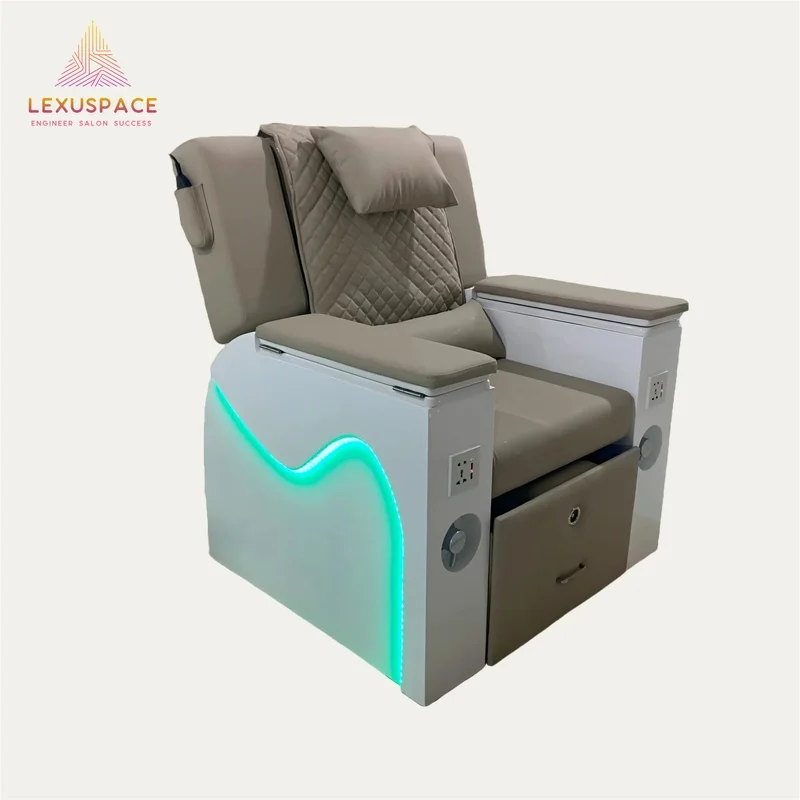 Luxury Manicure Pedicure Chair with LED Ambient Light Multifunctional and Adjustable Seat and Backrest for Nail Spa Business