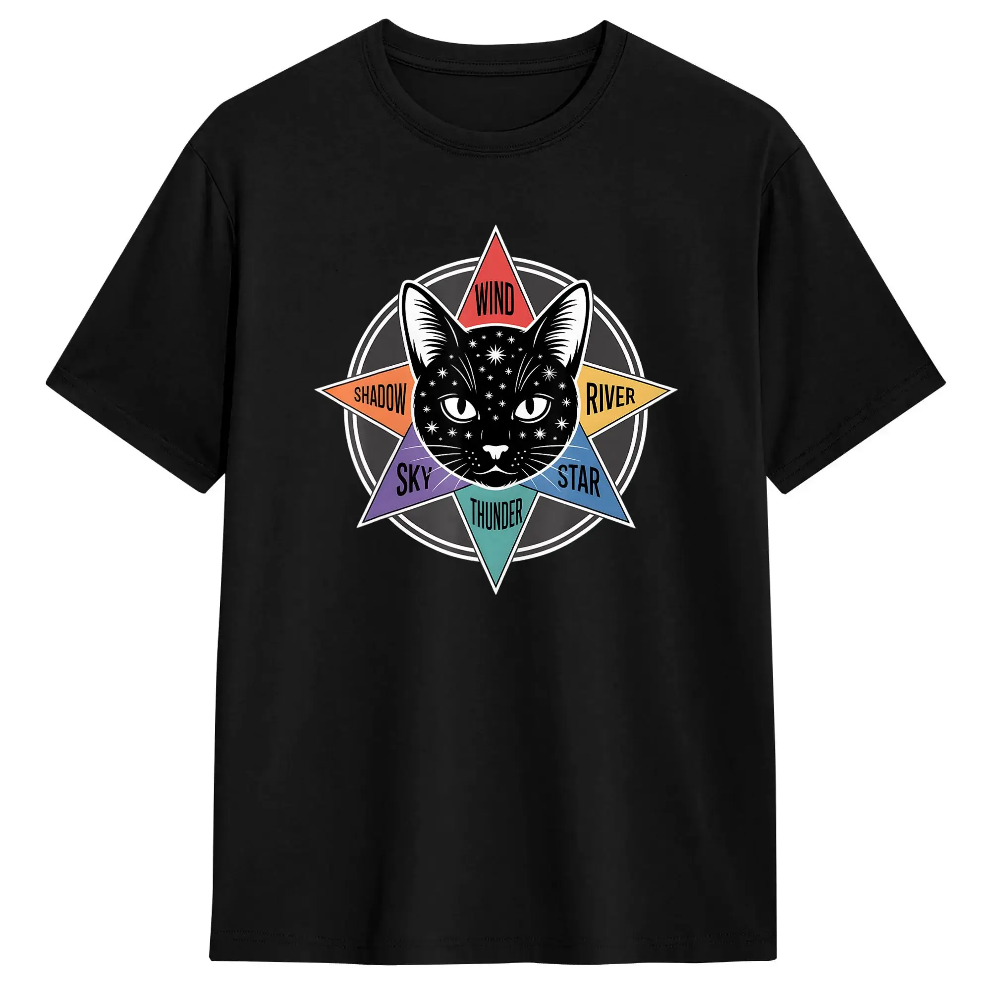 Wind Shadow River Star Thunder Sky Cat Feline  T Shirt Summer  Funny T Shirts 100% Cotton Hip Hop Tshirt For Mens Design Tops