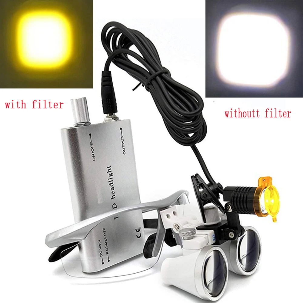 2.5X 3.5X Dental Loupes Light Professional Dental Magnifying Glass Surgical Head Lamp Dentist Loupe Surgical Headlight