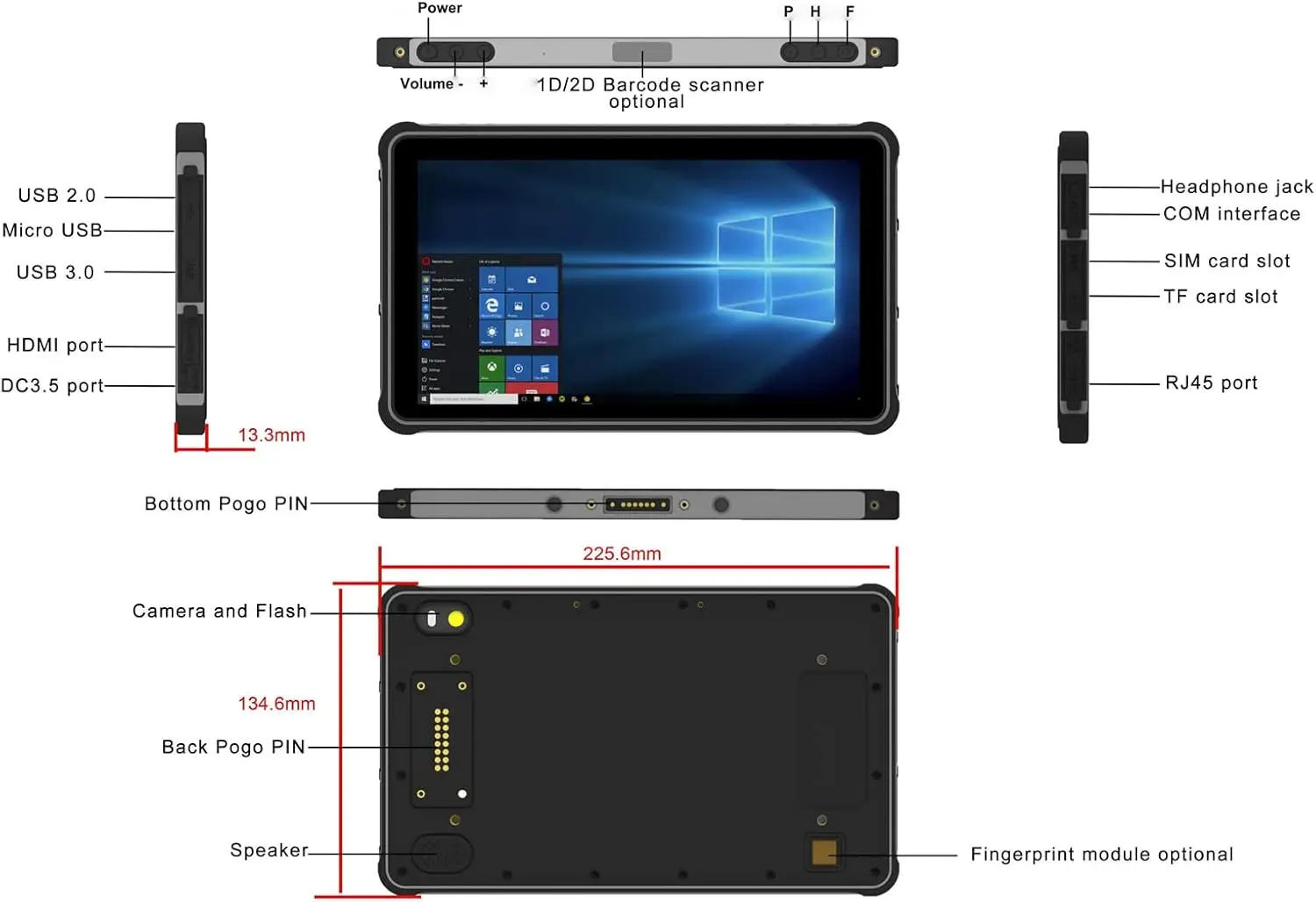 8 Inch Industrial Tablet Touch Screen 8g+256gb Rugged Tablet Pc 4g Wifi Nfc Gps Win10 Rugged Android Vehicle Car Tablet
