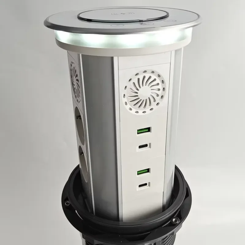 EU Standard Smart Pop Up Socket Hidden Electric Outlet for Kitchen Island Countertop Desktop Automatic Power Plug Germany