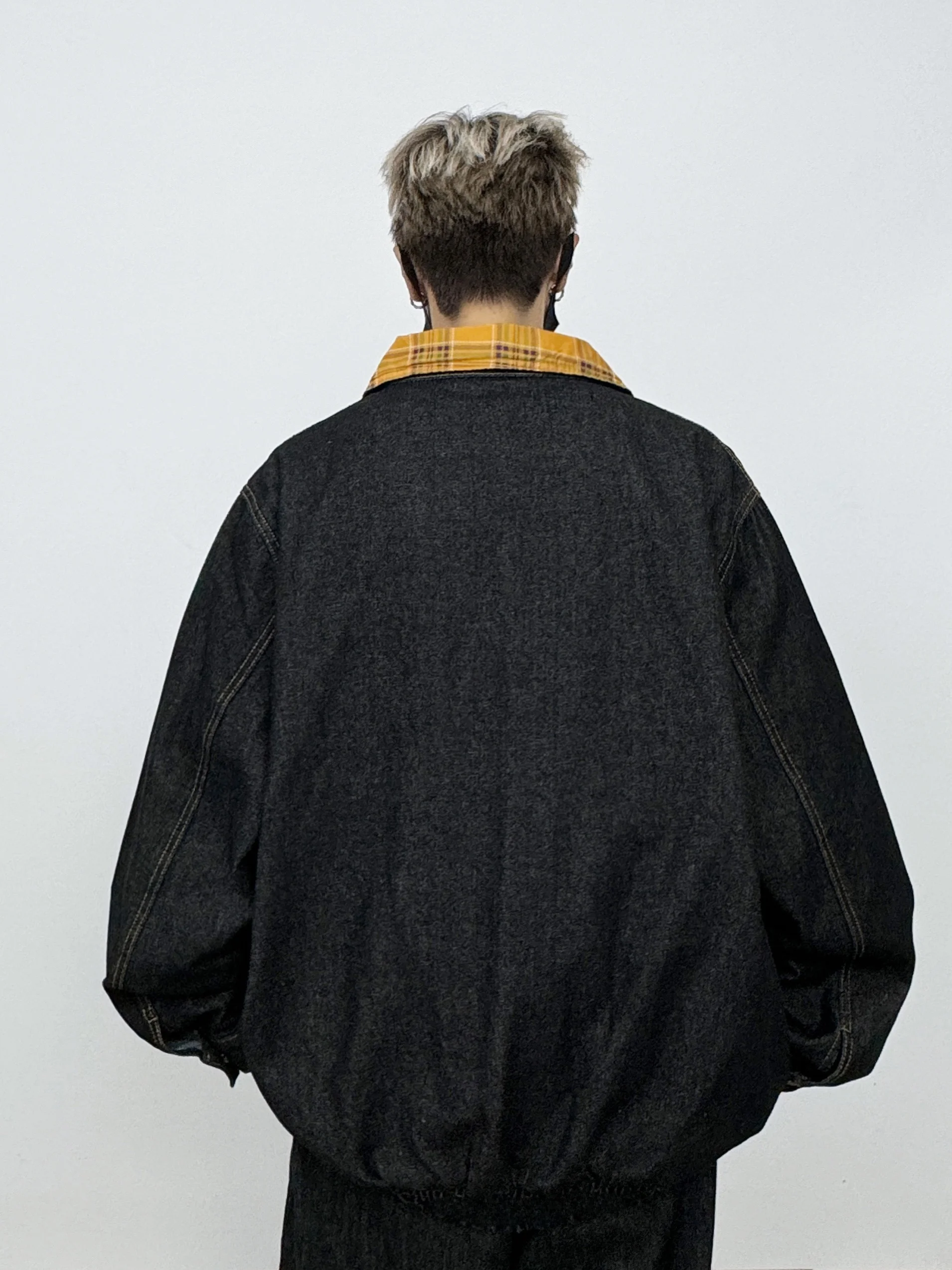 

Trendy Men's Denim Jaet Loose Fit ort Sle Autumn New Arrival Japanese Sle Youthful ular Windproof Zipper Closure