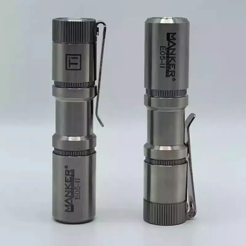 Manker E05 II (Titanium Raw version) Compact EDC Flashlight, High Density White LED Emitter 1300 Lumens