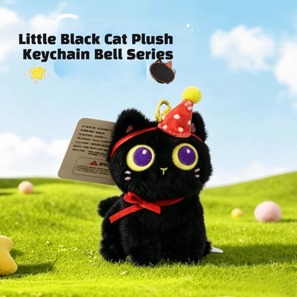 Doll Soft Stuffed Black Cat Plush Cute Cat vegetable Stuffed Kitten Doll Portable Adorable Plush Keychain Backpack Charm