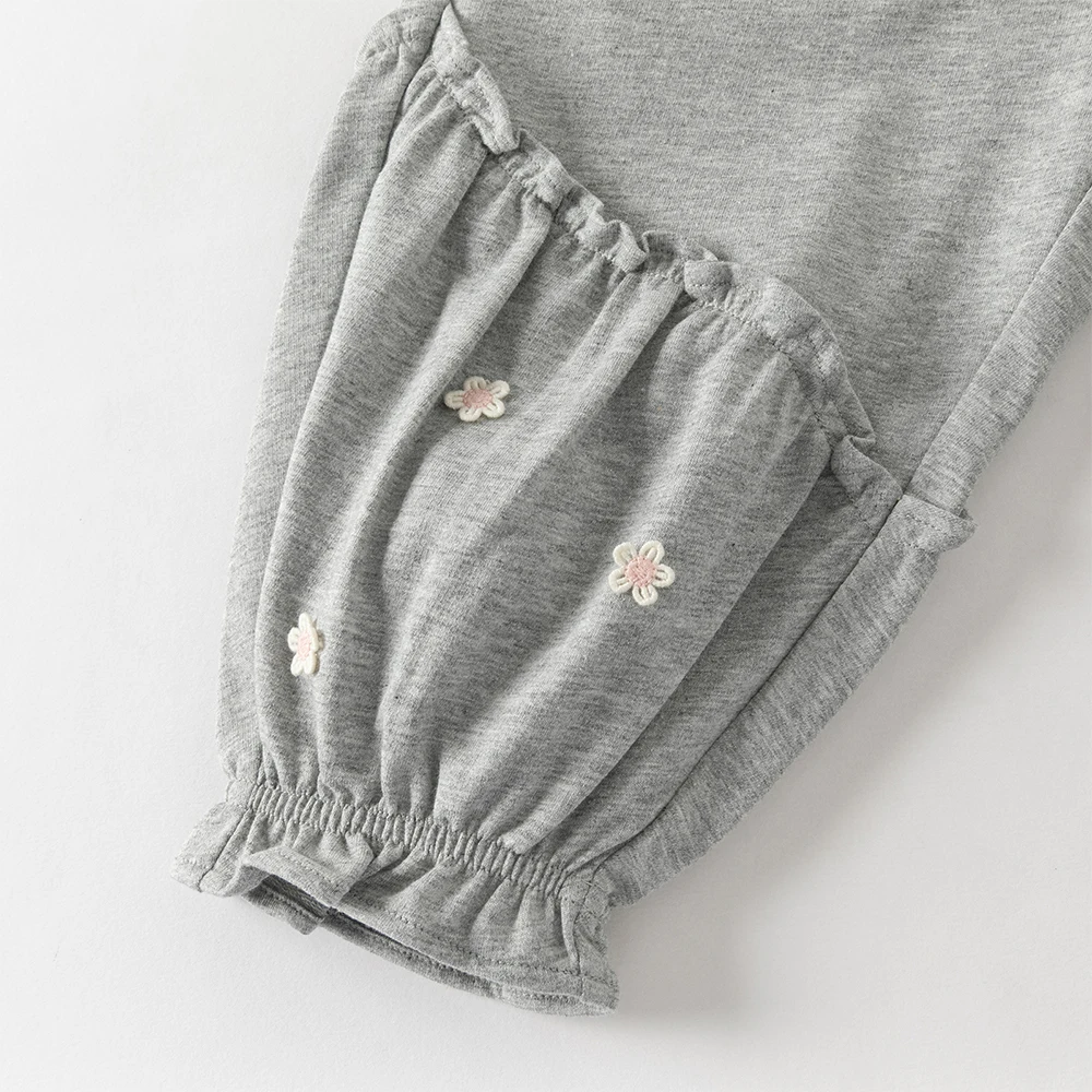 데이브 벨라 어린이 바지 여름 봄 순면 소녀 니트 바지 신축성 있는 허리 캐주얼 야외 어린이 의류 DB1260626