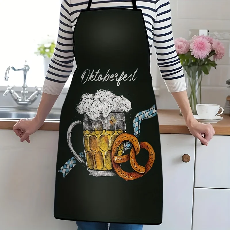 Oktoberfest Beer Mug Pretzel Kitchen Apron German Festival Bartender Design Linen Cooking Bibs Chef Aprons  Home Decor Gift