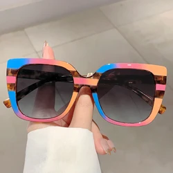 KAMMPT Oversized Square Sunglasses 2024 New in Stylish Gradient Outdoor Shades for Women Trendy Fashion Multicolor Rim Eyewear
