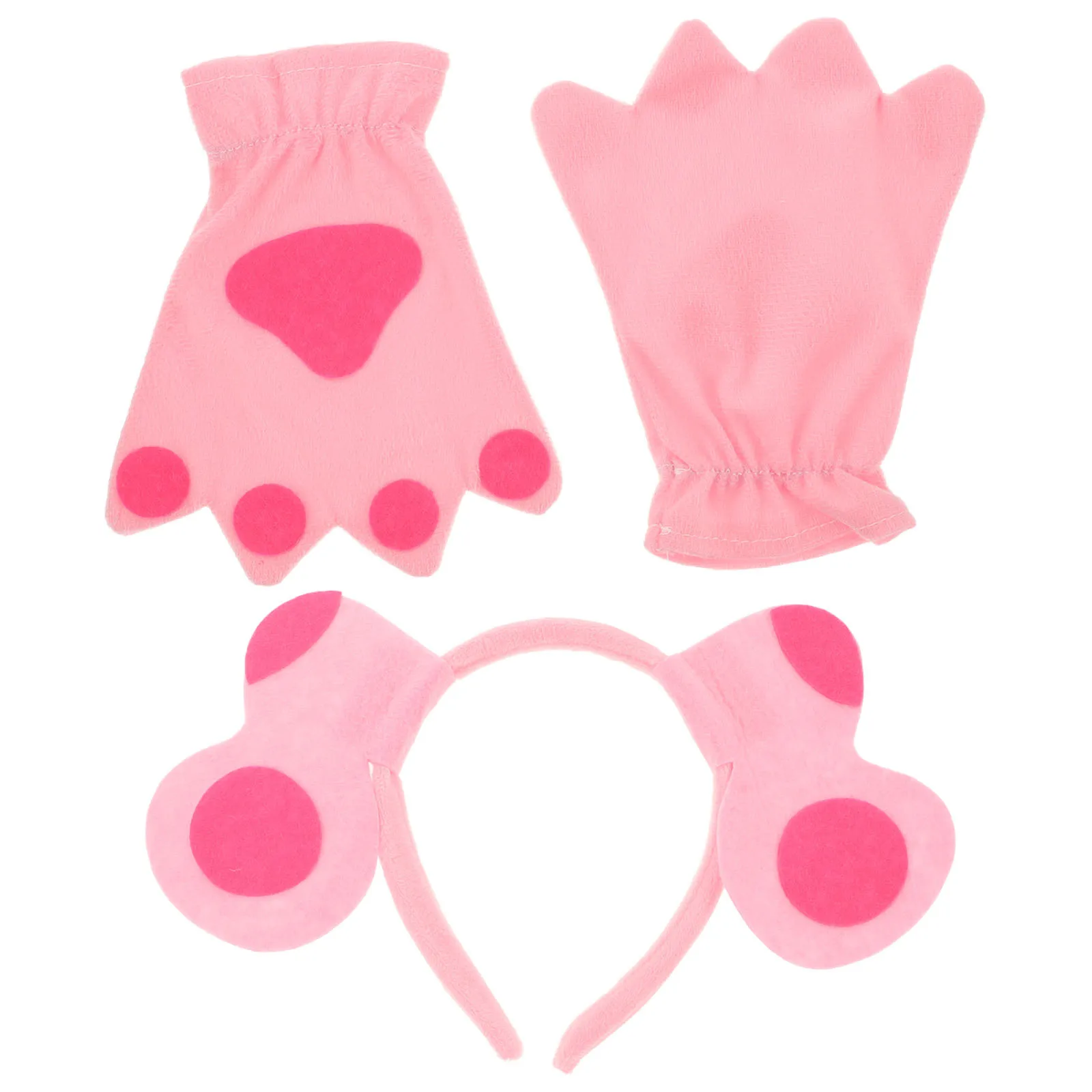 مجموعة واحدة من عصابة الرأس التنكرية لآذان الكلاب وقفازات مخلب الحيوانات الدافئة وإكسسوارات تنكرية لقفازات حفلات الهالوين #1