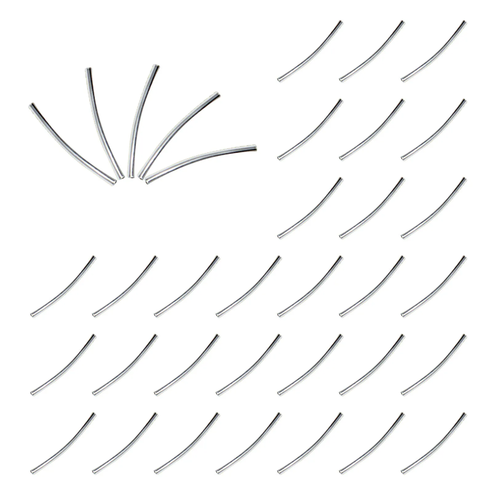 

50Pcs 3x30mm Silver Plated Thin Curve Noodle Shape Beads Loose Metal Jewelry Making Findings Charms Pendants Silver Plated Beads