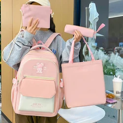 4pieces schoolbag female high-looking cute style high school student k-style junior high school student large-capacity backpack new backpack school bag set four-piece set