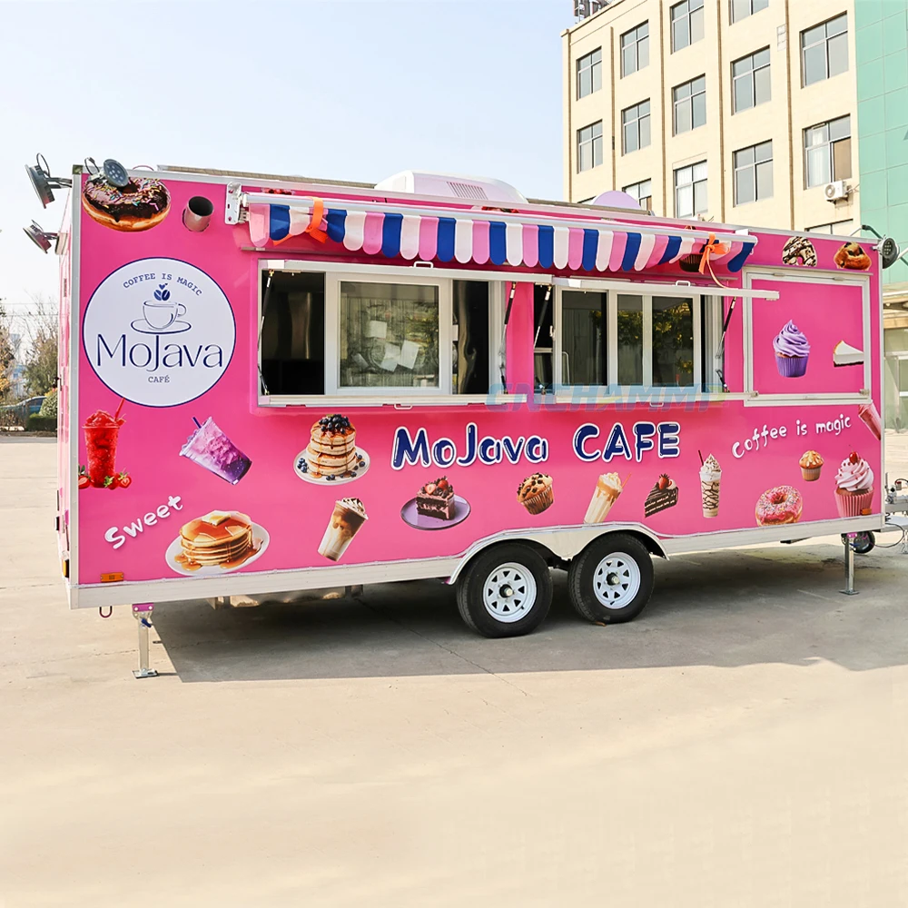 Candy Ice Cream Bakery Cart Food Truck Mobile Food Trailer Display Case Storage for Sweet Snack Customized Colorful Concession