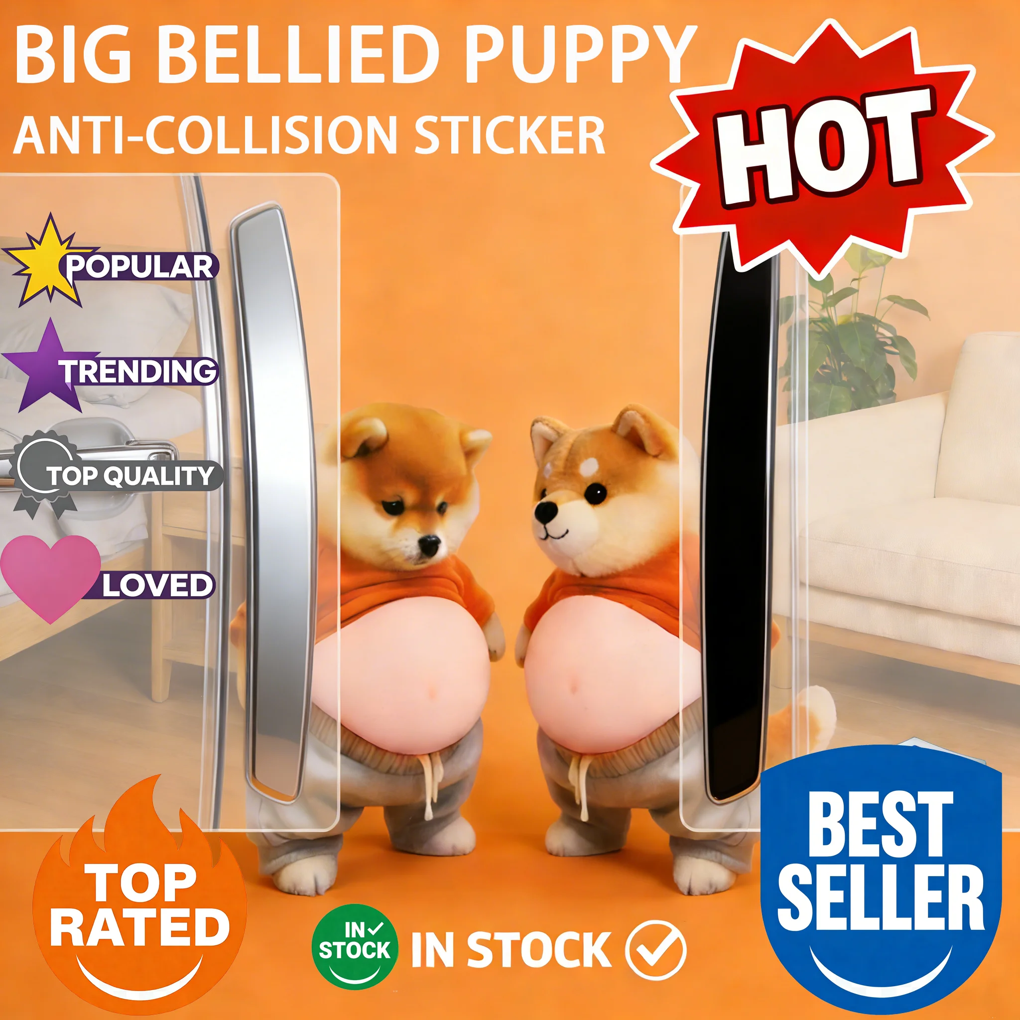 

Силиконовая наклейка «Корги с животиком» для декора автомобиля и дома, ультрамягкая, противоударная, защитная от царапин