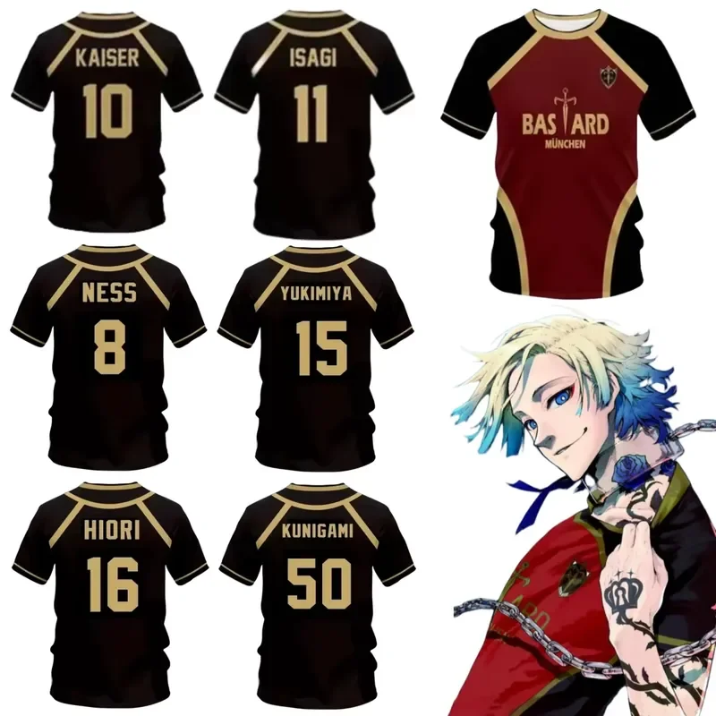 2026 Japan Anime Michael Kaiser Shirt Isagi Cosplay Costumes Bastard Munchen Yukimiya Reo Ness Hiori Football Jersey 3D Print