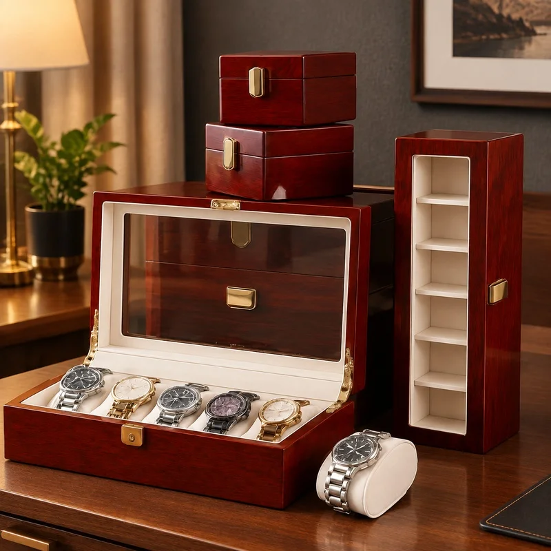 Wooden Organizer Box for Watches and Jewelry with Multiple Compartments, 1-12 Slots, Perfect for Men and Women
