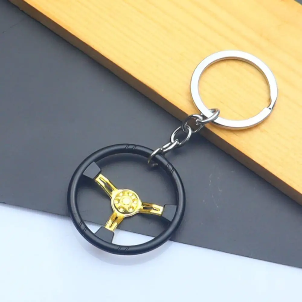 Simulation Car Wheel Racing Steering Wheel Keychain 3D Auto Parts Model Car Steering Wheel Keychain Creative Personality