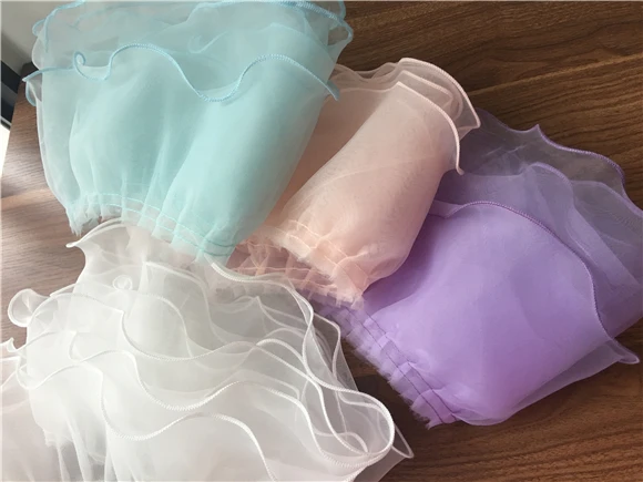 10 Yards/Packung. Hochwertige Spitze für Hochzeitskleider, doppellagiger Organza-Gürtel mit Wellenschliff, Spitzenzubehör RS24573 – Detail 4