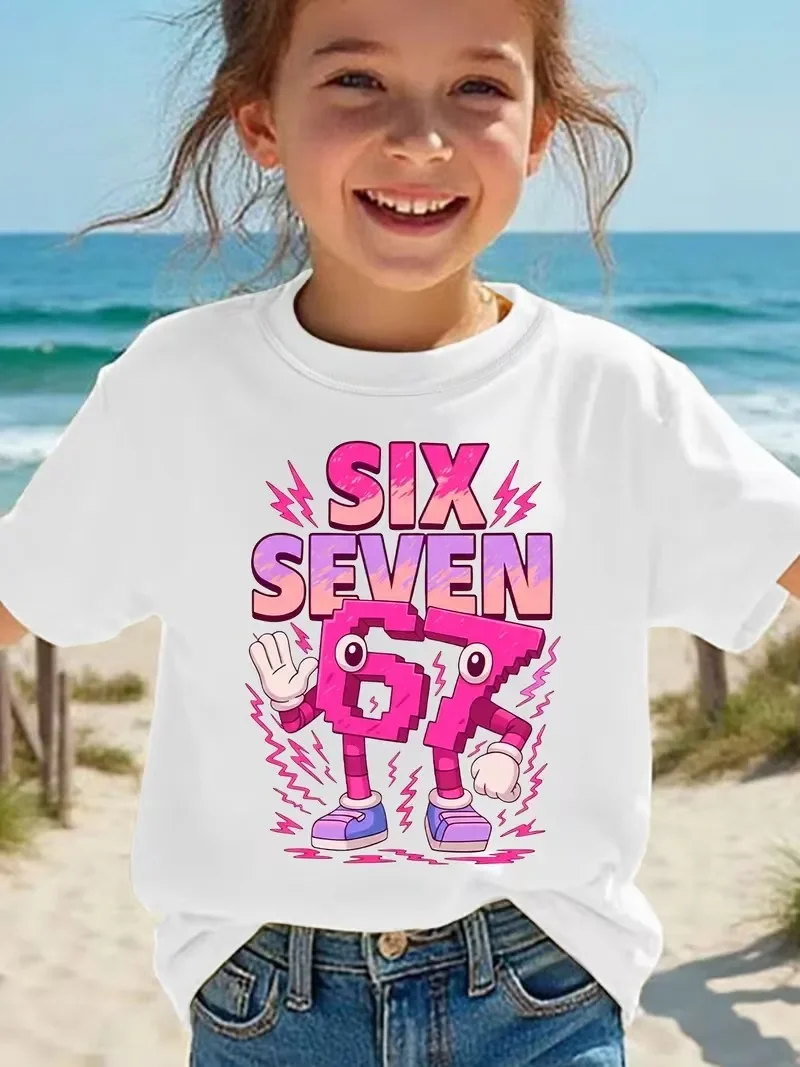 Summer Fashion Girl Short-sleeved Children's T-shirt 67 Cartoon Pattern, Printed, Casual Style, Universal Type Top