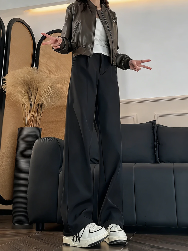 

Neapolitan Bla Fce Lined Wide Leg Pants American Sle Drapey Straight Leg Trousers Men Women Autumn Winter Casual Pants