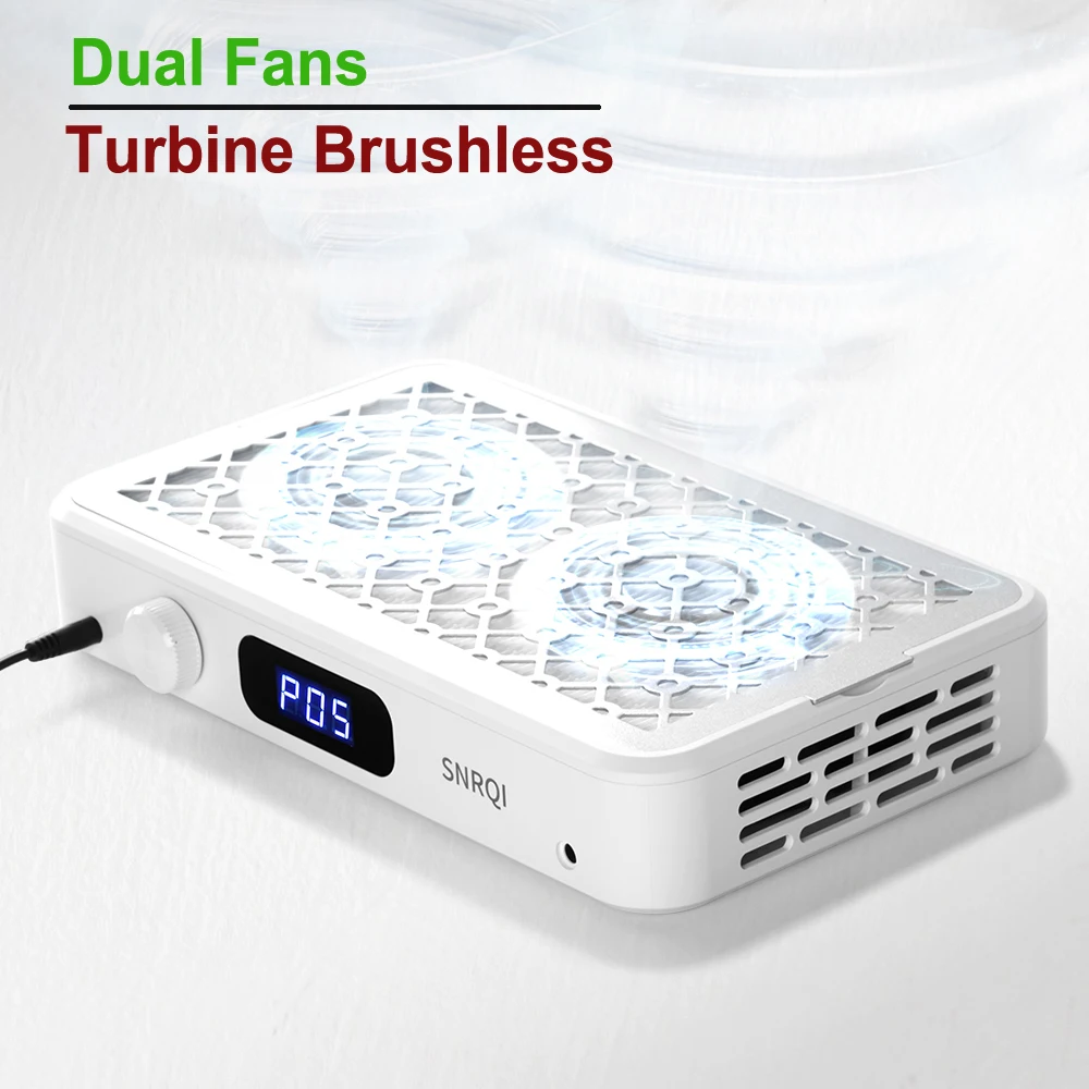 

Two Fans Turbine Brushless Nail Dust Collector Strong Suction Vacuum For Nails Manicure Tool Adjustable Speed Nail Dust Machine