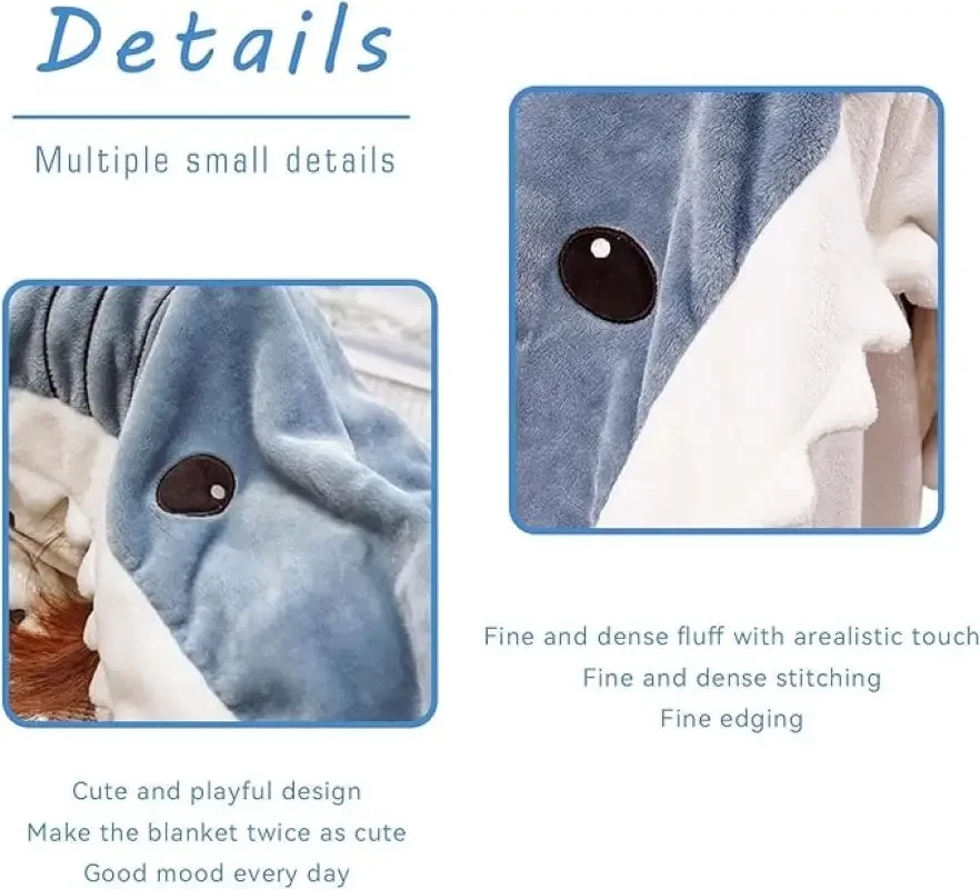 Shark Wearable Blanket Kigurumi Shark Pajamas Animal Playsuit Hooded Warm Shark Sleeping Bag