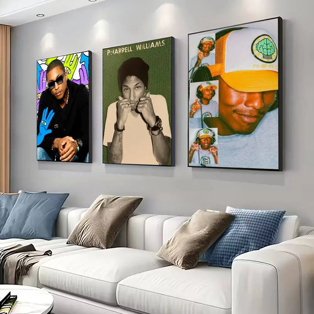 Póster de P-Pharrell W-Williams para decoración moderna en oficinas en el hogar, dormitorios, salas de estar, cocinas y baños.