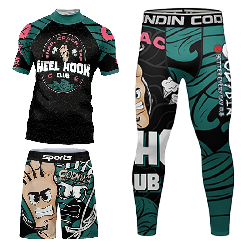 

2025 New Hot Selling Muay Thai Fitness Training MMA Set Sportswear Colorful Breathable BoxingTaekwondo BJJ Rashguard 4-piece Set