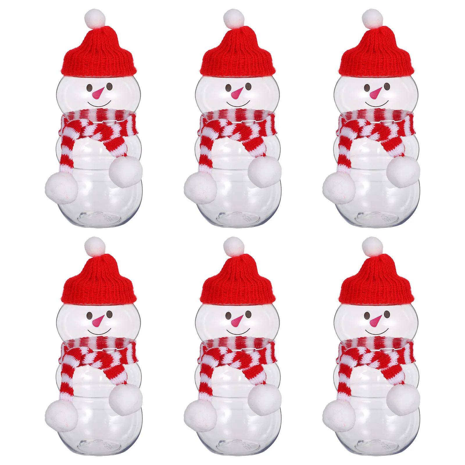 

6Pcs Christmas Snowman Juice Bottles 500ml Reusable Empty Beverage Containers for Milk Juice Candy Party Favors Holiday Decor