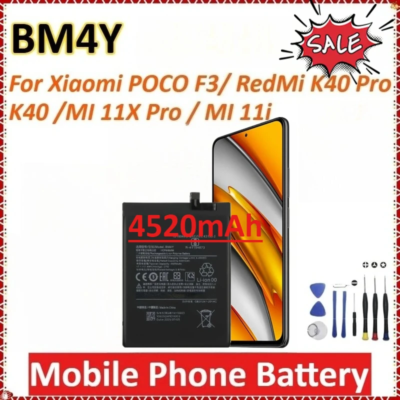 

Аккумулятор BM4Y 4520 мАч для Xiaomi POCO F3/K40/RedMi K40 Pro/MI 11X Pro/MI 11i, замена мобильного телефона высокой емкости + инструменты