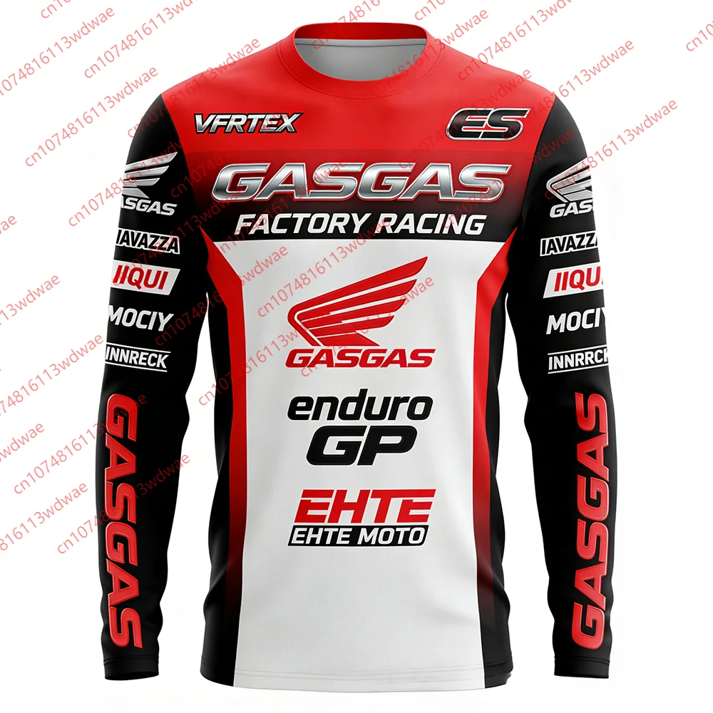GASGAS Factory Racing Enduro GP Motocross-Trikot mit Flügel-Print, schnell trocknend, atmungsaktiv, langärmlig, MX Off-Road-Oberteil, Fahrrad-Fahranzug