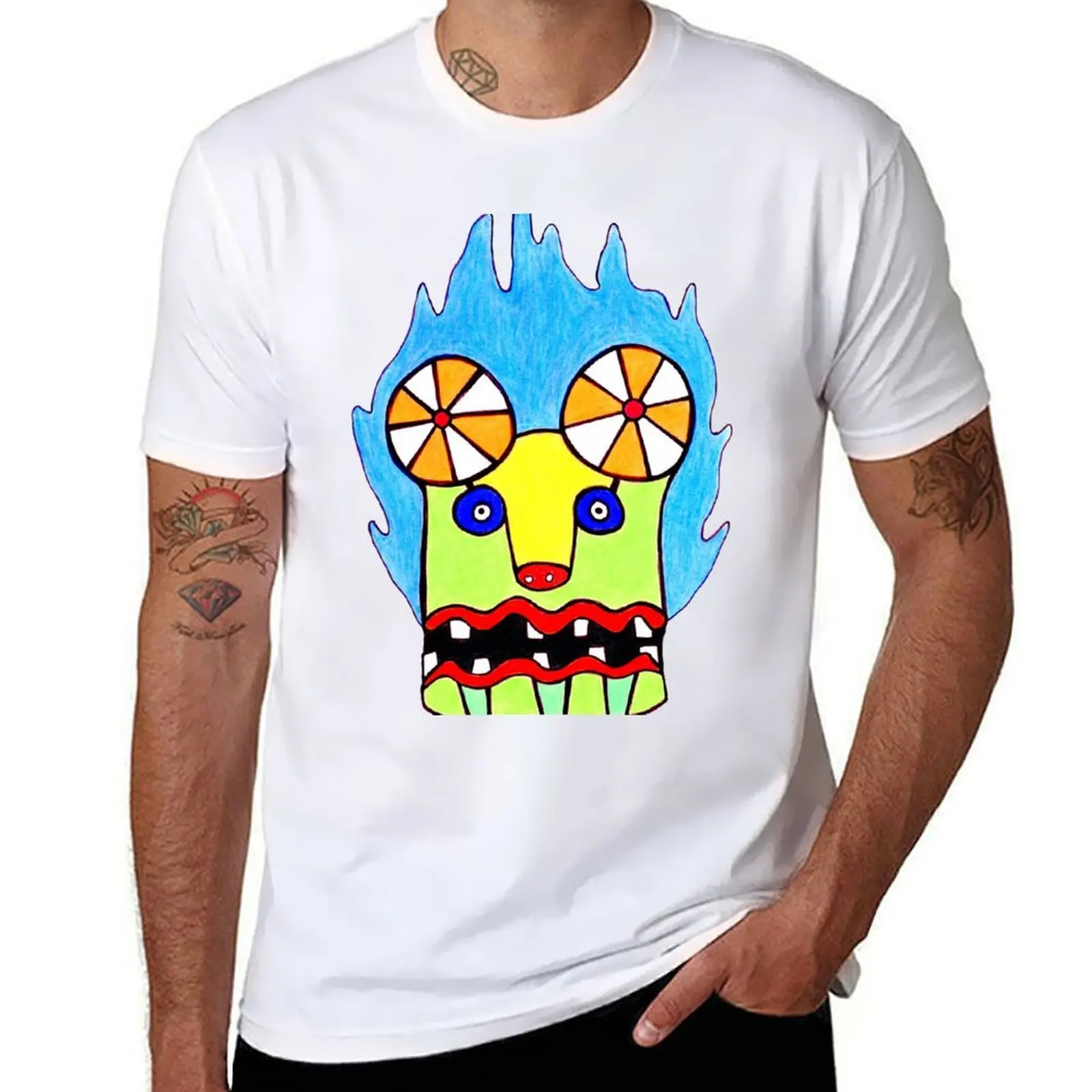 

Flaming Face 2 T-Shirt t shirts for man slim fit cotton t shirts man 100% T-Shirt