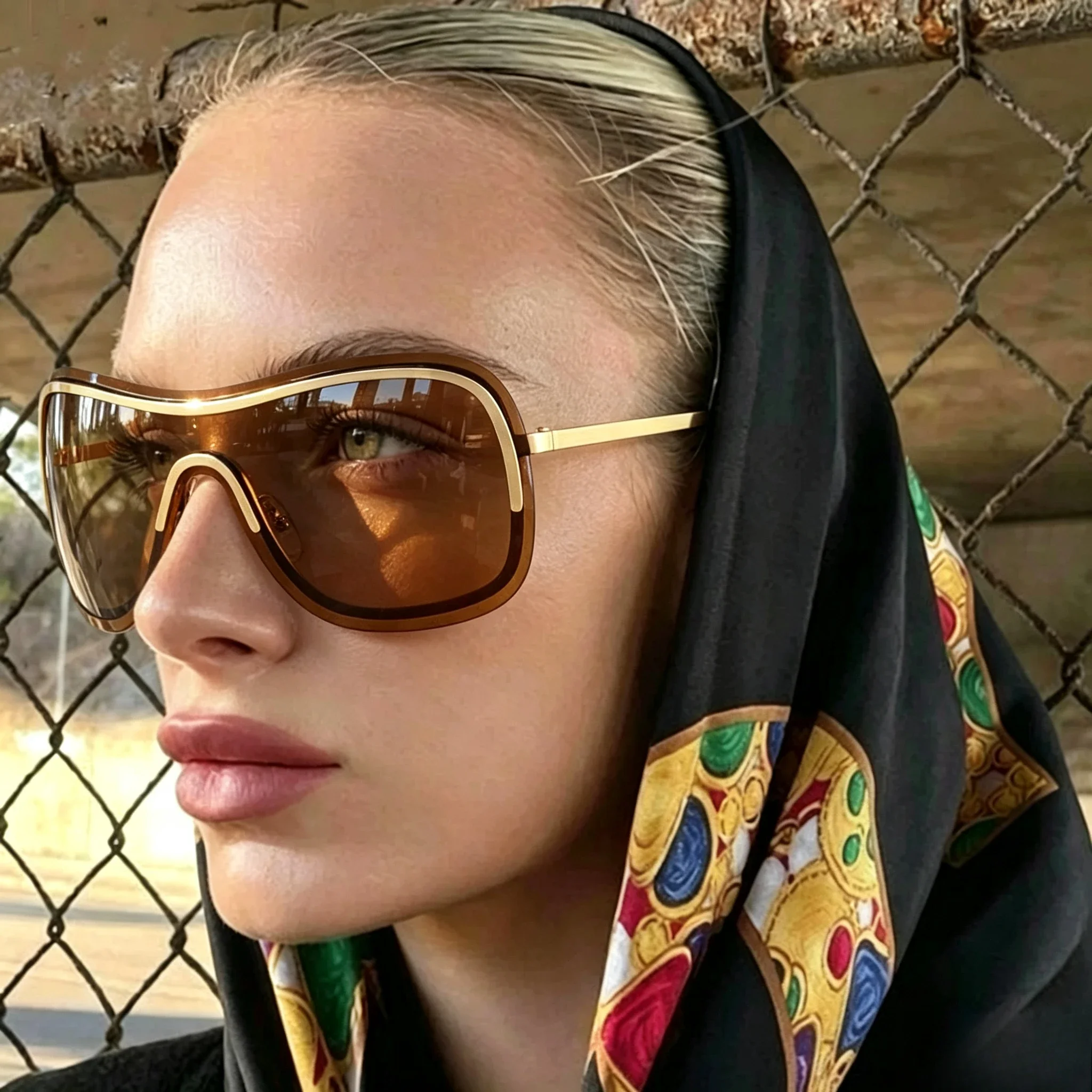 New Alloy Pilot Sunglasses for Men and Women Retro One-Piece Sun Glasses Brand Designer Eyewear Oversized Shades UV400 Ourdoor