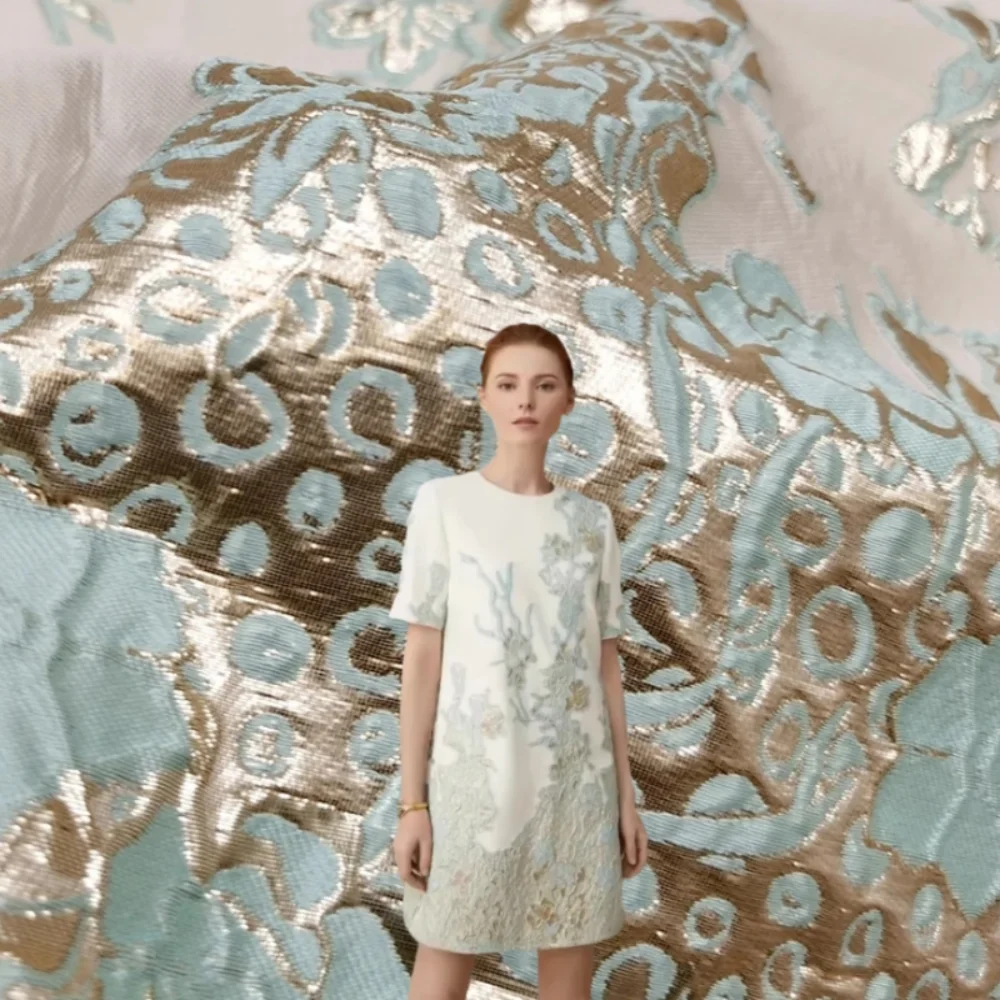 

Jacquard Fabric Spring Autumn Fashion Dresse Formal Attire Women's Clothing Embossed Cloth for Apparel Sewing Material Per Meter