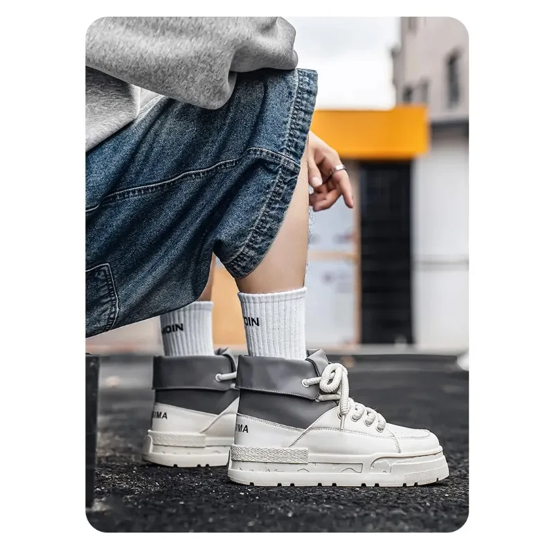 

Comfortable Soft Bottom Casual Mid-Calf Women's Single Shoes Fashionable Versatile Thick Bottom Sports White Shoes