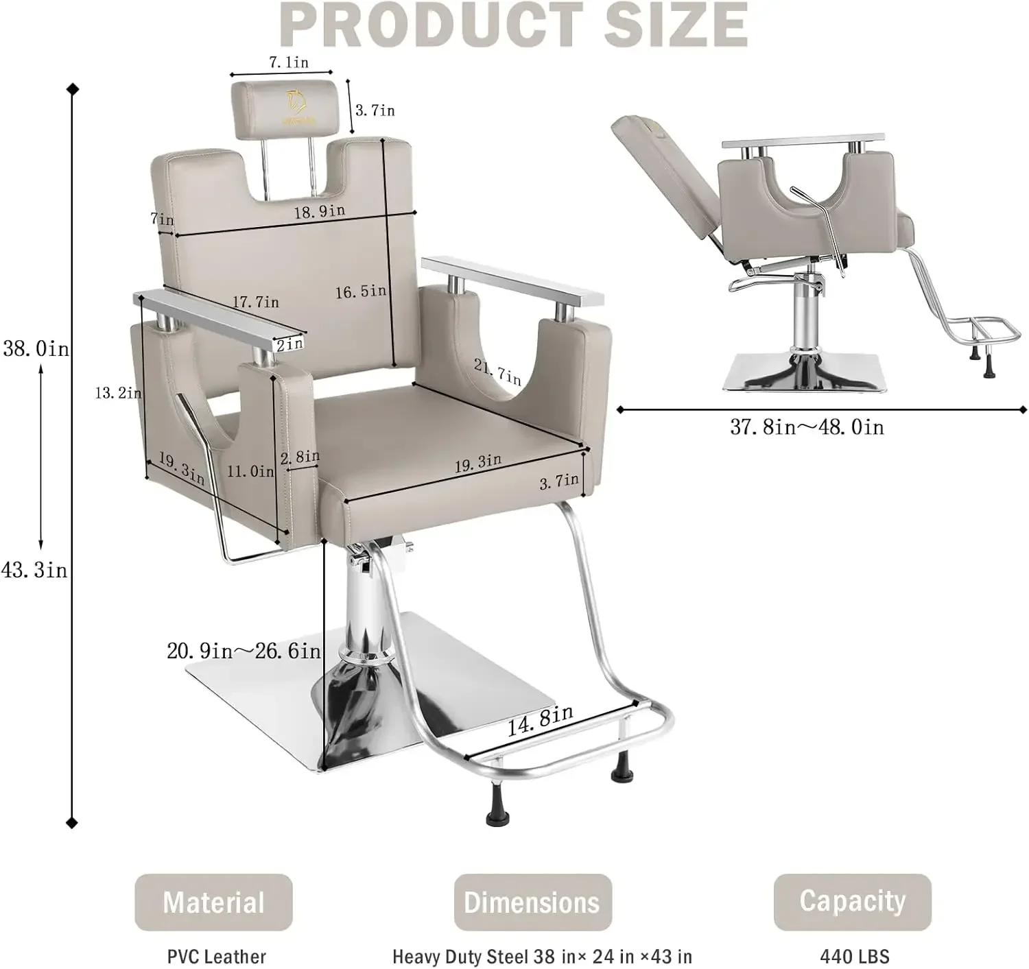 

BestsellerXMSJ*Barber Chair Salon Chair Hydraulic Reclining Barber Chairs 360 Degrees Rolling Swivel Hair Styling Chair Cutting