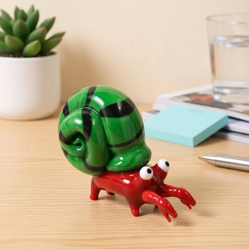 

Handmade Murano Glass Hermit Crab Figurine Cute Mini Marine Animal Statue Home Desktop Ornament Indoor Room Tabletop Decoration