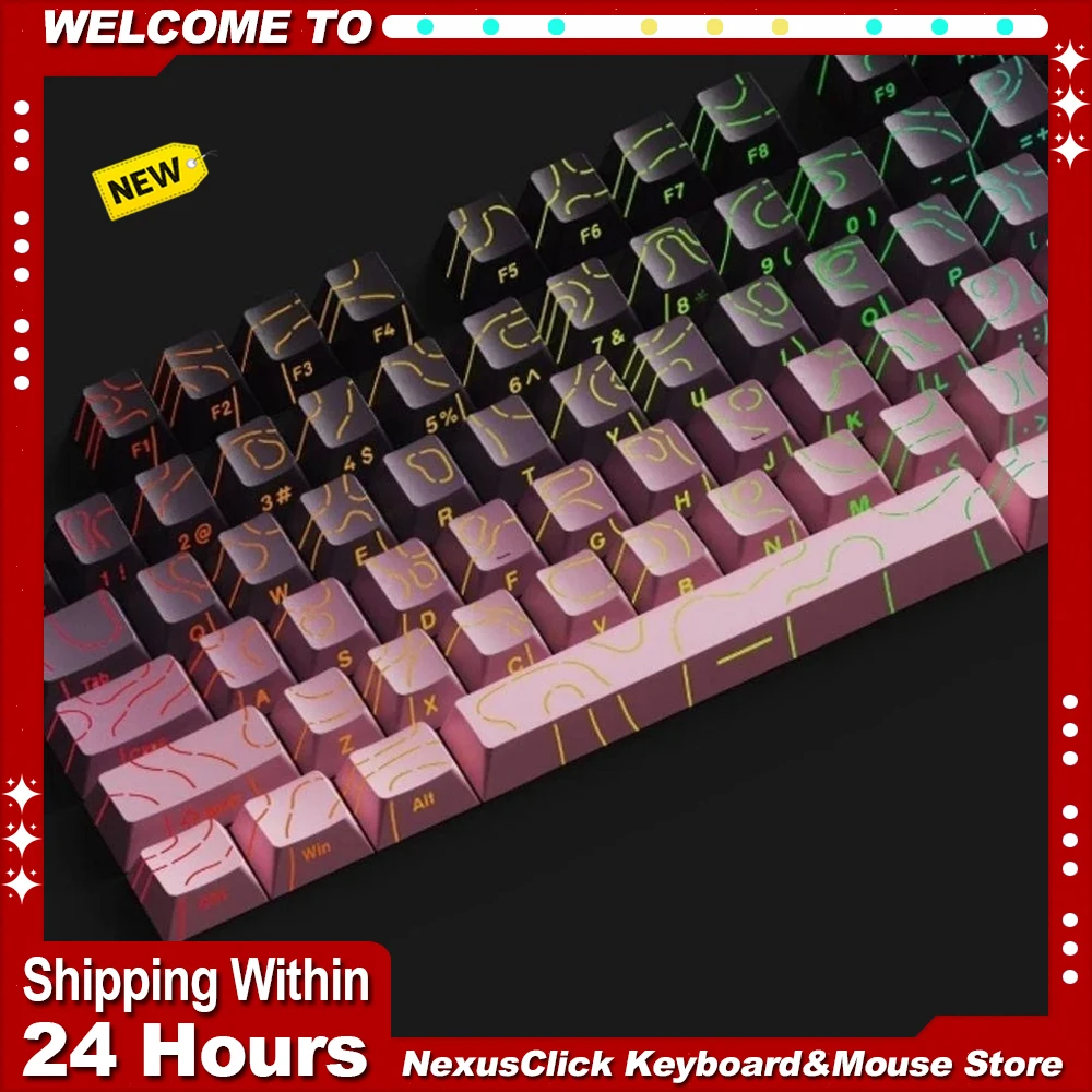 

Topographic Keycaps 4.0 Version Shine Through 97/130 Key PBT Cherry Profile Side Print Backlit for MX Gamer Mechanical Keyboard