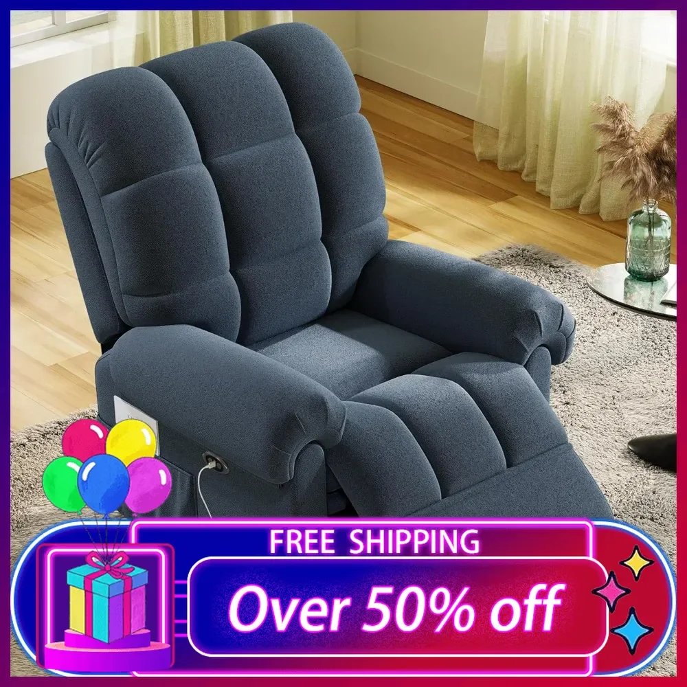 New Power Recliner Chair for Adults, Adjustable Electric Chair Power Reclining Sofa, USB Port, Ultra-Comfy Teddy Fleece Recliner