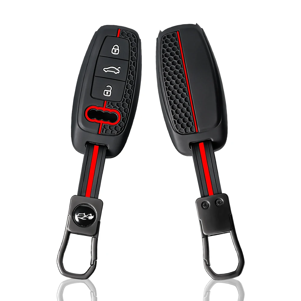 

Silicone Car Remote Key Case Cover For Audi Q5 A3 A6 A7 A4 B9 A8 E-tron Q7 Q8 C8 D5 SQ8 Key Holder Caps Auto Accessories