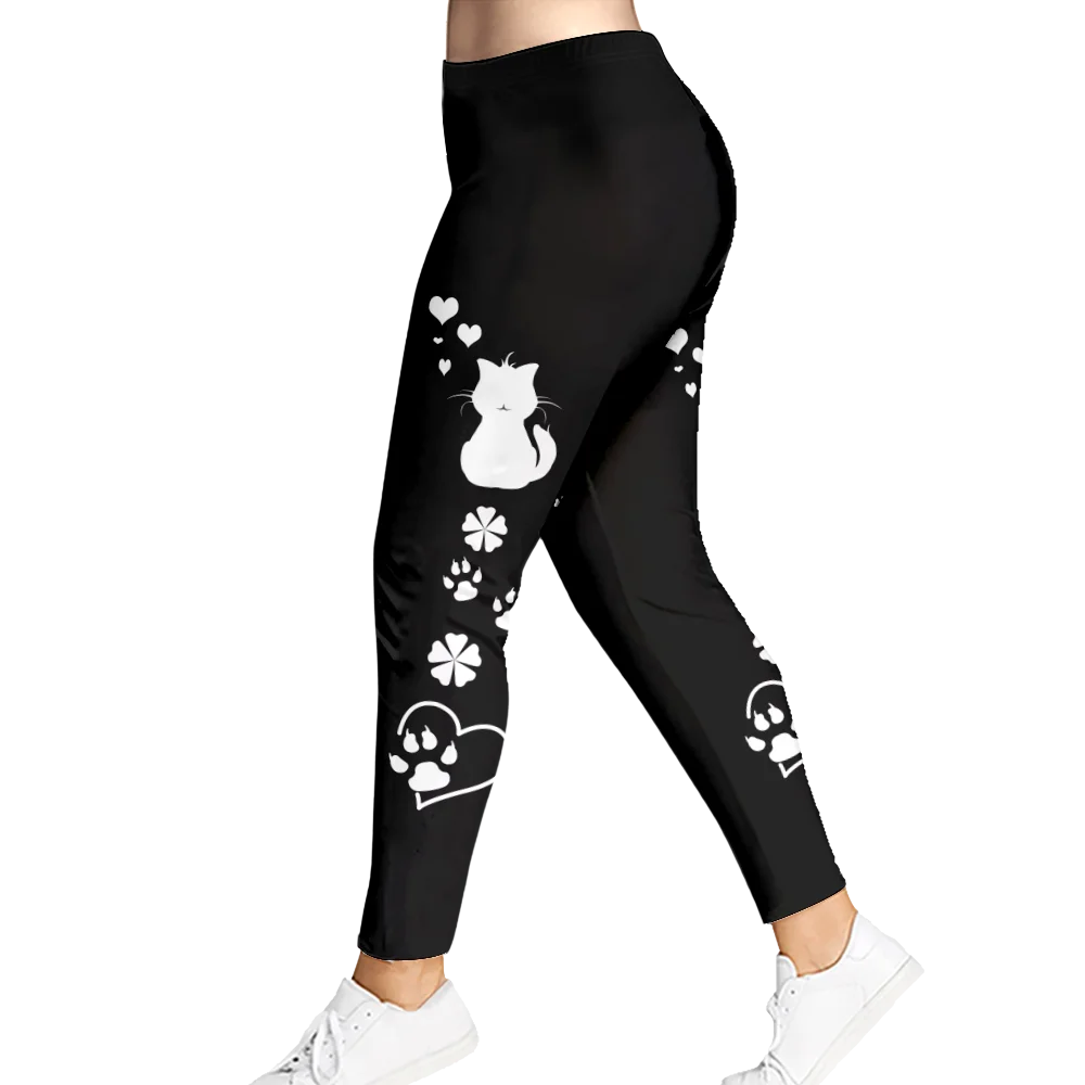 Cute Cat Print Leggings pantaloni da Yoga Streetwear donna Leggings da palestra a vita alta donna Sexy collant Push Up pantaloni sportivi morbidi