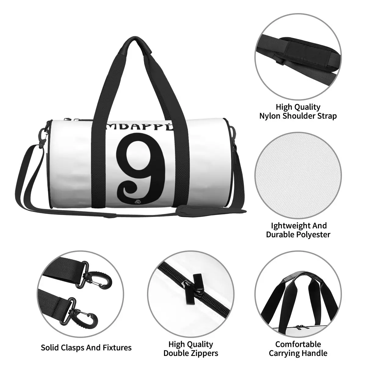 Football KM Mbappe Duffle Gym Bag Durable for Fitness Soccer Bags Waterproof Sports Overnight Travel Bags Backpack