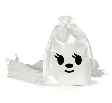 

8pcs White Drawstring Pouches Elegant Gift Bags Party Halloween Coin Jewelry Storage Canvas Bags Holiday Wedding Favor Treat
