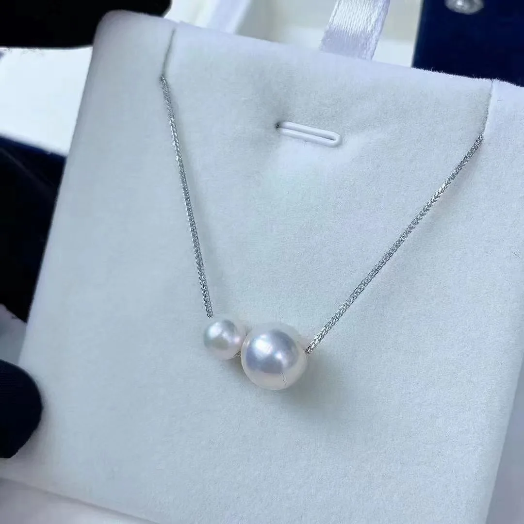 925 Sterling Silver Fashion Luxury White 6MM 10MM Akoya Pearl Pendant Necklace for Women Wedding Jewelry Accessories