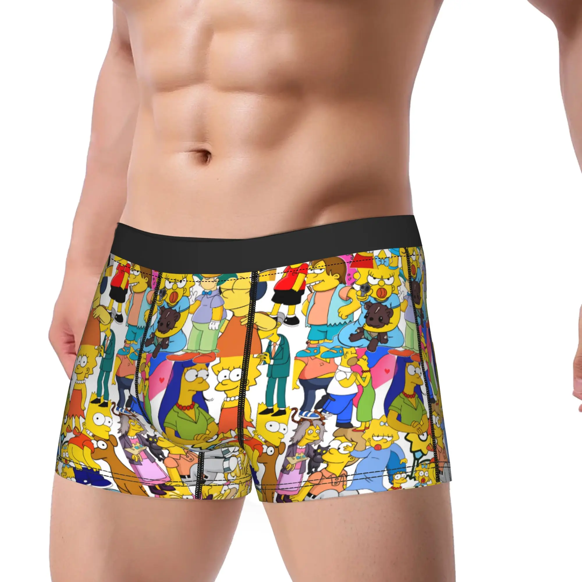 Funny S-Simpsons Family Characters Mix Collage Underwear Custom DIY Trunk High Quality Man Underpants Classic Boxer Brief Gift