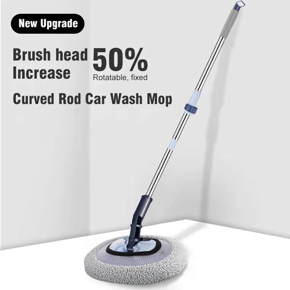 Car Wash Brush 15° Angled Long Handle Telescopic Aluminum 45.27"-58.66" Soft Car Wash Brush Cleaning Brush for Truck SUV Caravan