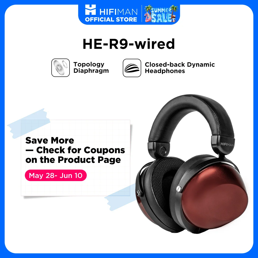 HIFIMAN HE-R9 Dynamic Closed-Back Over-Ear Headphones with Topology Diaphragm-Wired Version