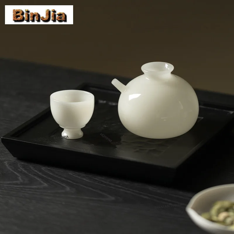 BAEJORIA Ice-type Jade Porcelain Single-person White Liquor Drinking Set Including A Wine Bottle Cups Decanter Wine Vessel Gifts
