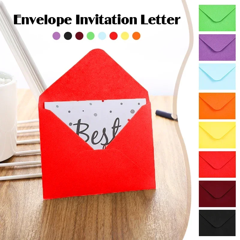

100Pcs Mini Paper Envelopes 10X7Cm Colorful Gift Greeting Card Business Paper Envelopes Western Letter Wedding Party Invitation